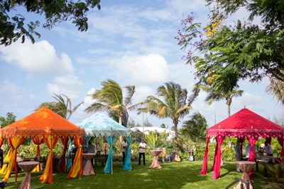 Colorful tents in a range of vibrant hues dotted the property and were used for meeting breaks and meals.