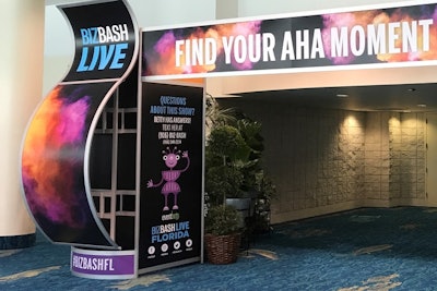 Visitors to BizBash Florida were greeted with the information to access Betty the ChatBot.