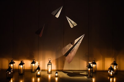 The first Platinum Collective event in January was designed by Workshop Worldwide and included oversize paper airplanes inscribed with the event hashtag.