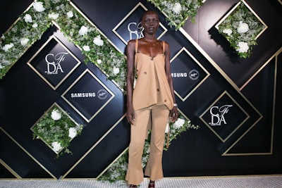 As a sponsor of the awards, Samsung hosted the official after-party at its Samsung 837 experiential space on Washington Street in the meatpacking district. The step-and-repeat at Samsung 837 featured a three-dimensional effect with sculptural pieces that incorporated oversize floral arrangements. This was followed by an after-after-party at Top of the Standard.