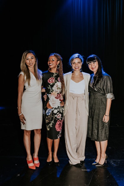 Rising Star honorees at the event were (from left to right): Victoria Lee of Estée Lauder Companies and Erica Taylor Haskins, Liz Castelli, and Adette Contreras of Tinsel & Twine.