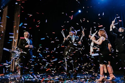 BizBash president Richard Aaron was surprised with a shower of confetti during his induction.