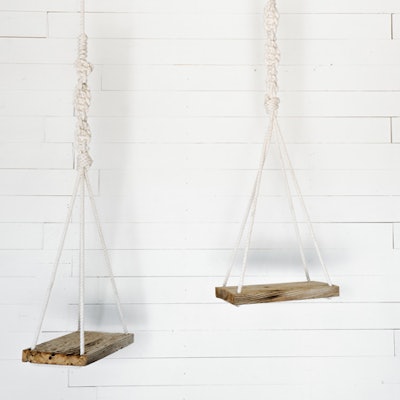 Casper macramé shelves, $35, available in Texas from Loot Vintage Rentals