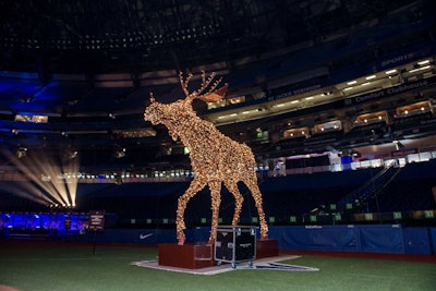 Another decor element was a giant illuminated moose.