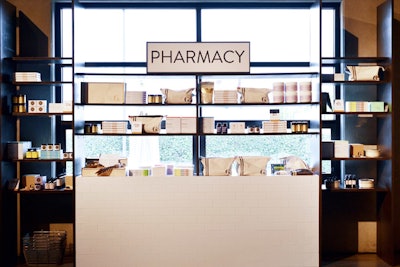 A pop-up shop sold Goop-approved items in several different “stores”—including a workout shop, a clean-beauty apothecary, and a wellness pharmacy.