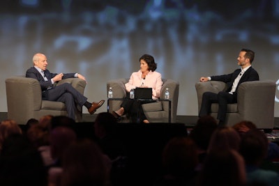 P.C.M.A. president and C.E.O. Deborah Sexton discussed the industry's challenges with Loews Corp. co-chairman Jonathan M. Tisch (left) and Fred Dixon, president and C.E.O. of NYC & Co.