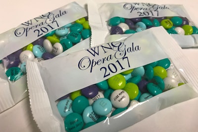 In a nod to W.N.O. board chairman Jacqueline Badger Mars, heiress of the Mars candy company, each guest received a commemorative package of M&Ms as they left the Opera House.