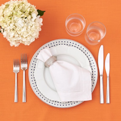 Napkin rings made from recycled glass, $2.65 each, available nationwide in three colors from Party Rental Ltd.