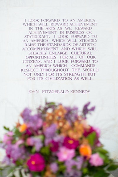President Kennedy’s quote on the role of the arts provided a backdrop for the event.