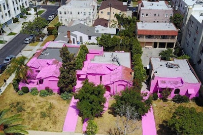 Nomadica Wine hosted a launch party at a block of Los Angeles homes, which were painted pink while awaiting demolition.