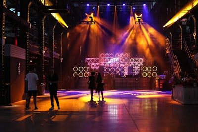 The stage featured illuminated whiskey barrels that pulsated to the music.