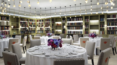The book lined Reading Room features a curated collection of books. Flexible in format, it can be transformed from a luxurious reading room to a boardroom, dining room or reception venue.