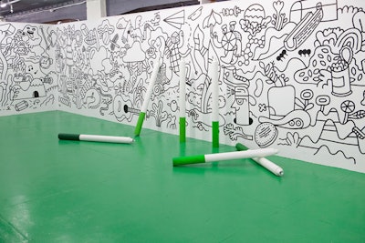 Guests can draw in a larger-than-life coloring book using a six-foot marker.