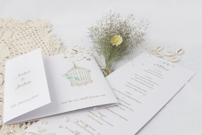 A beautiful invitation, such as one from Dreamday Invitations (pictured), can be ruined if cliché phrases are used.