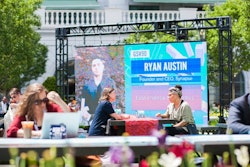 The GSV90 videos played on large screens in the Town Square between streams of the general session.