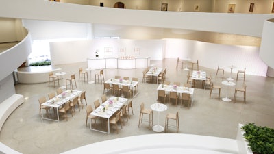 Museum Dining with Pawson Tables, Massa Highboys, Marc chairs, and Robertson Barstools.