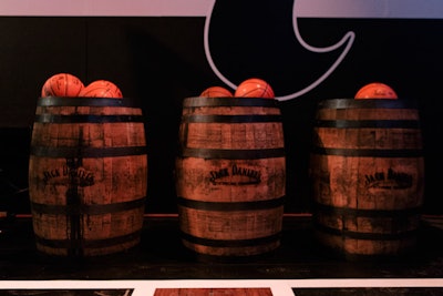 Appropriately, the basketballs were stored in whiskey barrels.