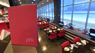 Pink, our tiered dining room