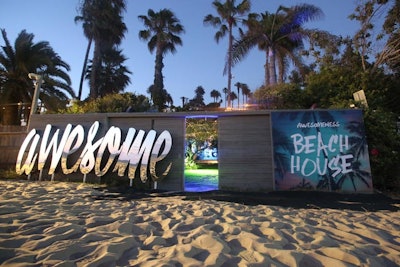 Mirrored letters and large branding were visible from the beach, creating an eye-catching—and Instagram-friendly—promotion for the Awesomeness brand.