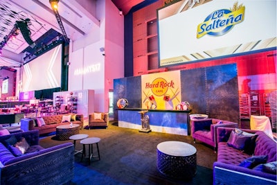 Hard Rock Cafe staged a lounge area within the ballroom.
