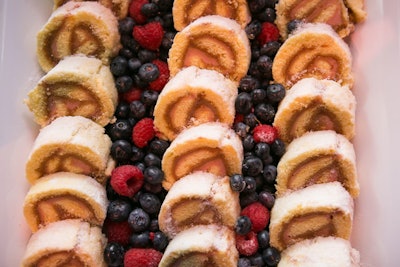 Peru's food pavilion served dulce de leche pinwheels with pisco berries for dessert.