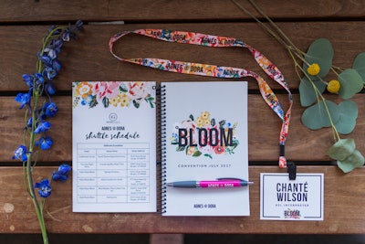 Agnes & Dora's owner created the convention’s “Bloom” logo; it was later worked into signage, name tags, and other collateral.