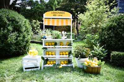 The event's main photo op station came courtesy a custom kids' lemonade stand outfitted like a classic version (minus the artificial lemons). It made for another playtime area for the children in attendance and was ideal for Instagram.