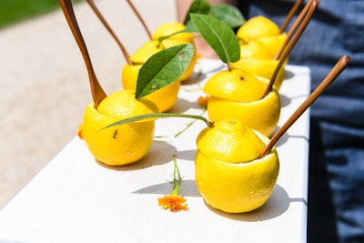 A popular dessert treat was the lemon granita served in freshly carved lemon fruits. Additionally, there were mini lemon popsicles, mini banana popsicles, and, of course, yellow cotton candy.