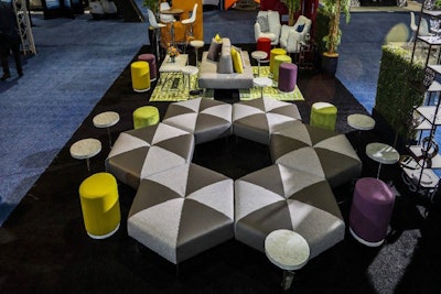 Powered Hexagon Ottoman with Marble Tables