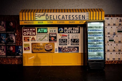 The exterior of Goat's Deli—one of the few venues from the show that was recreated at the party—featured tongue-in-cheek signs.