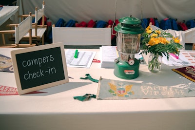 The one-day event, which was styled by Twink & Sis, featured a summer-camp theme with canoes, teepees, and outdoor-inspired, Instagrammable details.