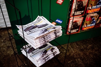 A newsstand included customized newspapers—not unlike the Daily Planet of Superman comics—as well as magazines.