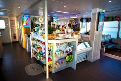 The on-board pop-up shop featured an assortment of beach products inspired by Brazil, including apparel, accessories, personal care items, gadgets, and snacks.