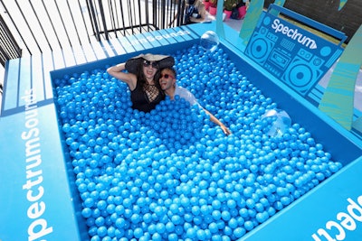 TV, Internet, and voice company Spectrum created a swimming-pool-like ball pit filled with more than 9,000 balls. The activation proved a popular photo backdrop throughout the day; guests were encouraged to post their photos with the hashtag #spectrumsounds.