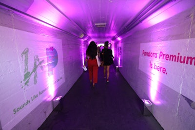 Guests entered the concert through three tunnels, each customized with different content from the new Pandora Premium campaign.