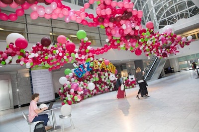 Balloonzilla created a balloon installation that flowed throughout the 150-foot atrium of the California Market Center.