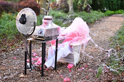 One the most whimsical installations was Stephen Shanabrook's 'Beaten to a Pulp on a Bed of Miss.' With cotton candy spinning on a loom and blown into the crowd, guests couldn’t resist taking selfies—not to mention a handful of the sweet confection as they continued down the path.