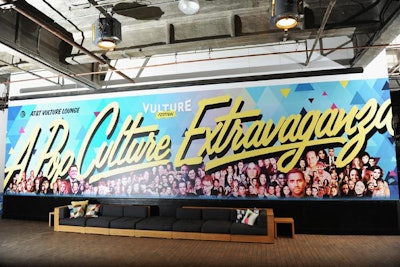The AT&T Vulture Lounge at the fourth annual Vulture Festival in May featured a branded wall that included a photo compilation of the talent that participated in the event.