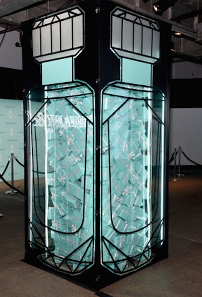 Positioned in the center of the venue was a larger-than-life replica of the Tiffany fragrance bottle, filled with hundreds of the brand's iconic blue boxes, that served as a social-media centerpiece for the evening.