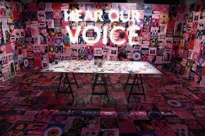 Inspired by the Women’s March on Washington, the room titled “Hear Our Voice” featured artwork created in collaboration with Refinery29, as well as work by Amplifier.