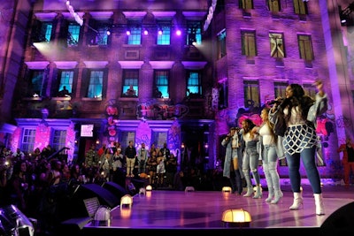Himede also installed LED video screens in every window of the main building behind the stage. Ever-changing content created a dynamic look while R&B artists such as Xscape performed.
