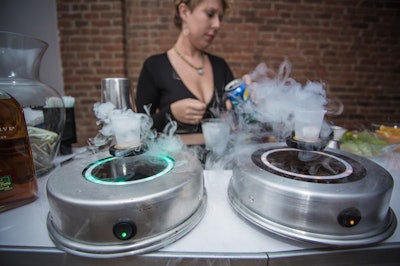 Dry Ice Shot Display served on LP Mag Lev Zero Gravity Platters.