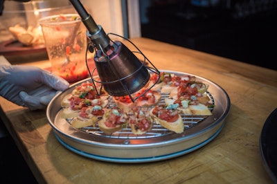 Smoked Feta Bruschetta, Torch Toasted on LP Rotating Toast Platter.