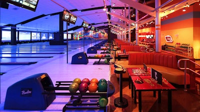 A view from the lanes at Bowlero Miami.