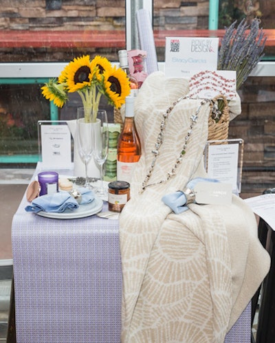 Calling on the romance and lavender of Provence, Stacy Garcia had guests imagining having a picnic on the French countryside.