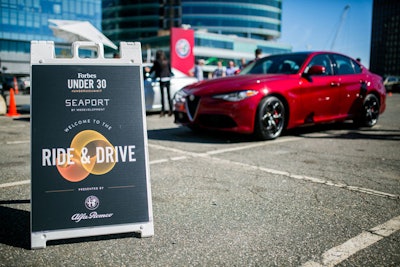 Summit sponsor Alfa Romeo allowed guests to test drive its Giulia Quadrifoglio model at the Boston Seaport on the final day of the conference.
