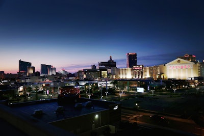 Atlantic City skyline at dusk.