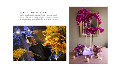 Upscale floral design adds visual interest and brings your event to life. ©Bardin Palomo