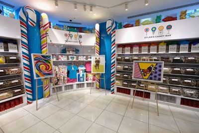 During the event, the mosaics were displayed on easels throughout the three-story candy store like a traditional art gallery.