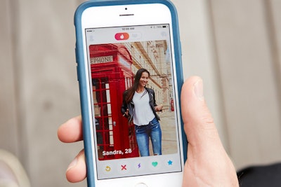 The colorful backdrops aimed to provide inspiration for new dating profile pictures for Tinder users.